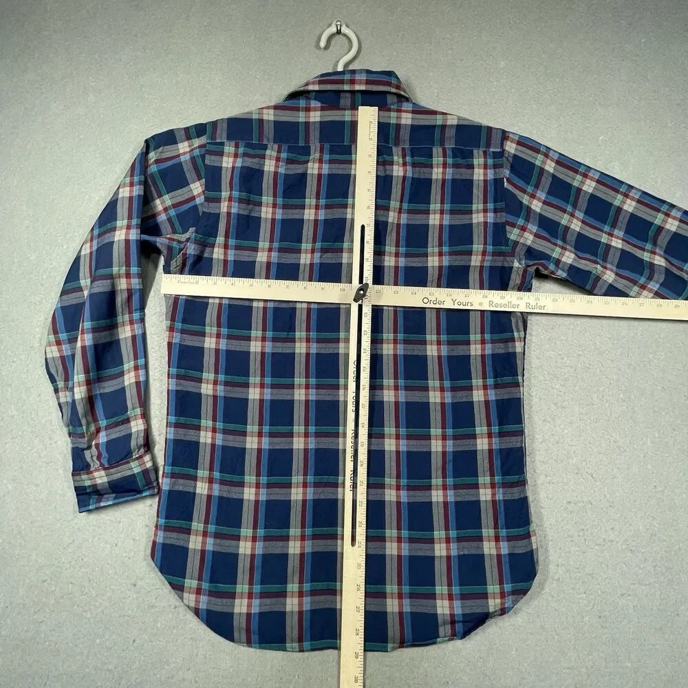 VTG Pendleton Flannel Shirt Men Medium Blue Wool Plaid Sir Pendleton Made in USA - Picture 5 of 6